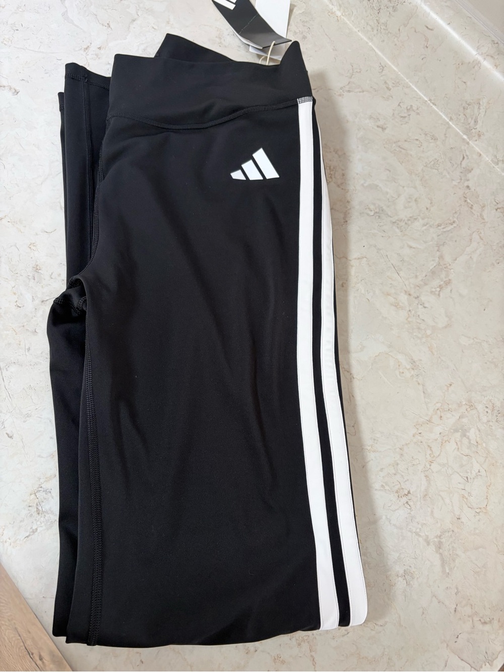 adidas Black Leggings with White Side Stripes - women